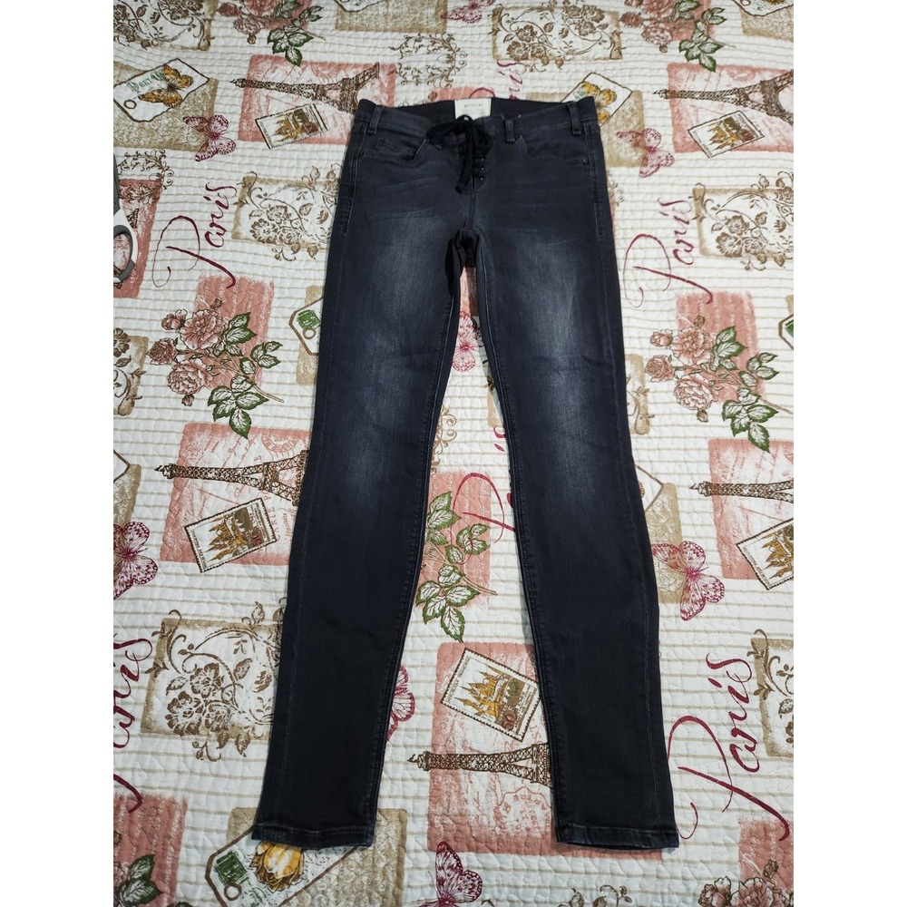 Anthropologie Women's McGuire Low-rise Lace-up Skinny Jeans Pants Black Size 25